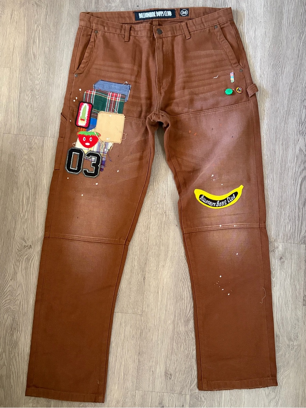 Billionaire Boys Club Brown Patchwork Logo Appliqué Chinos